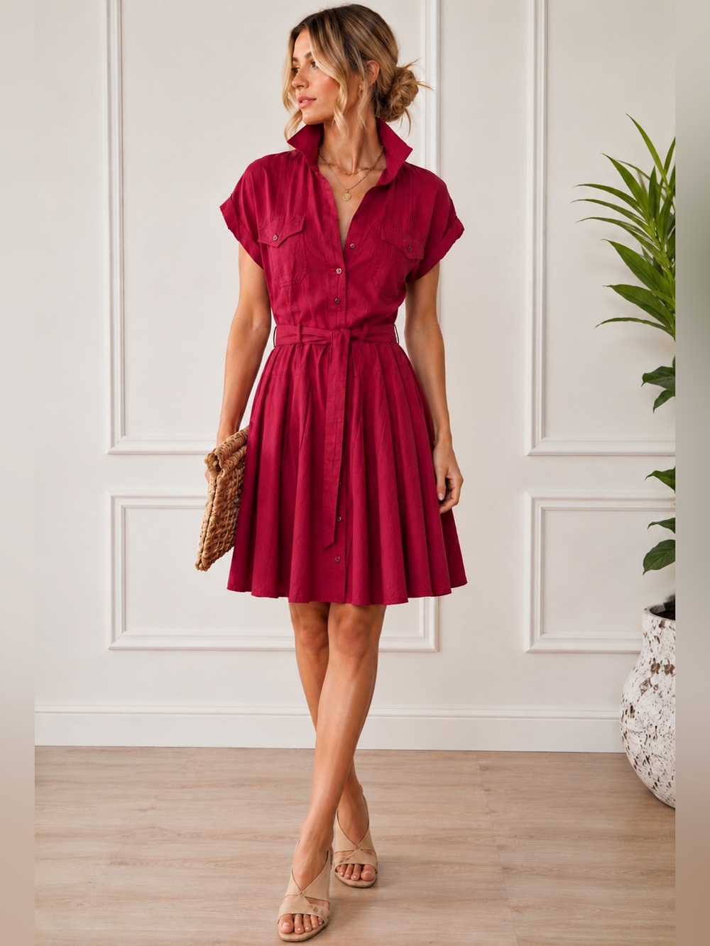 ✨ Vintage Faded Glory Button Front Shirt Dress ✨